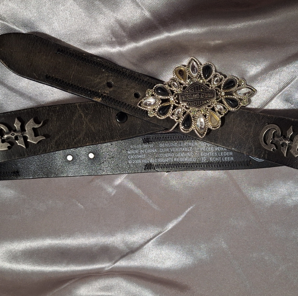 Women's Harley-Davidson Rhinestones Buckle Belt with Metallic Accents